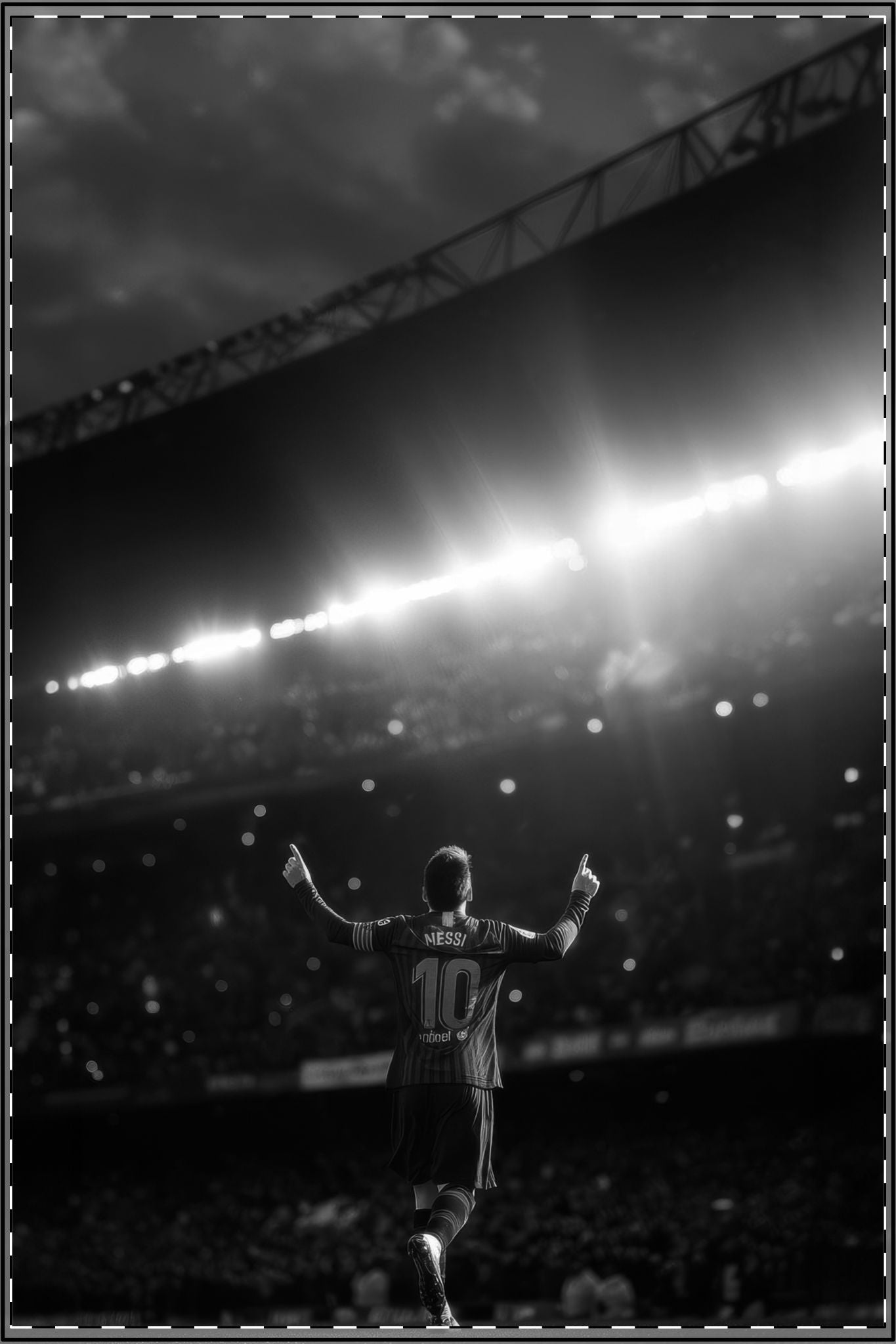 MESSI - Custom Edit, Satin Poster (Enhanced) Black & White