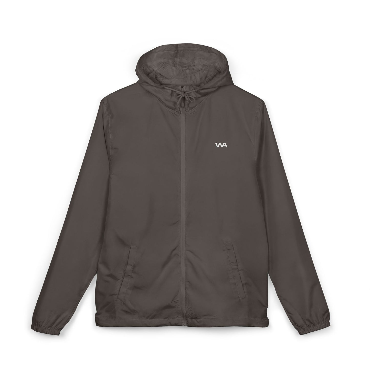 Minimal Logo Windbreaker Jacket — Lightweight Full-Zip Hooded Shell