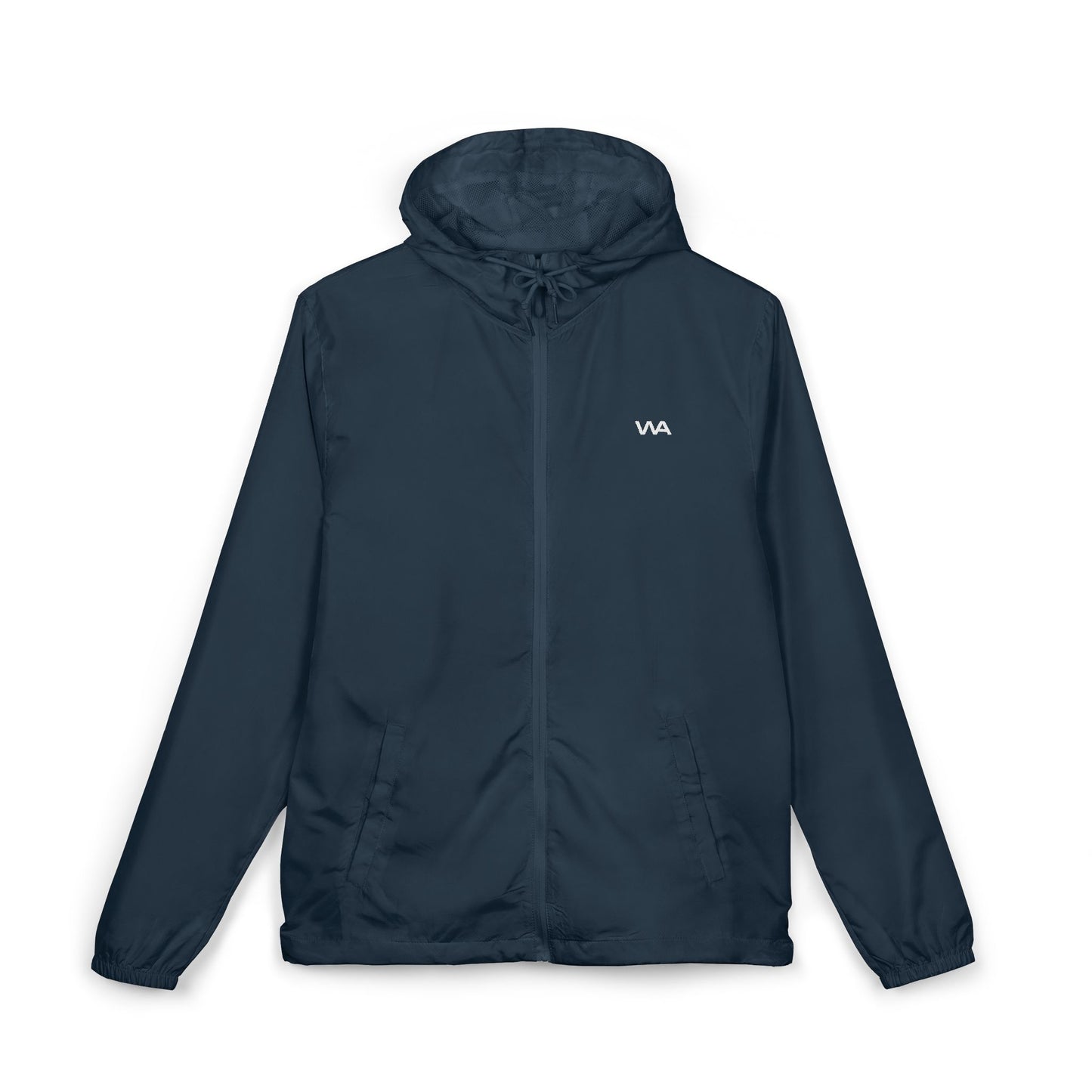 Minimal Logo Windbreaker Jacket — Lightweight Full-Zip Hooded Shell