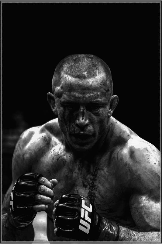 GEORGE ST. PIERRE - Custom Edit, Satin Poster (Enhanced) Black & White